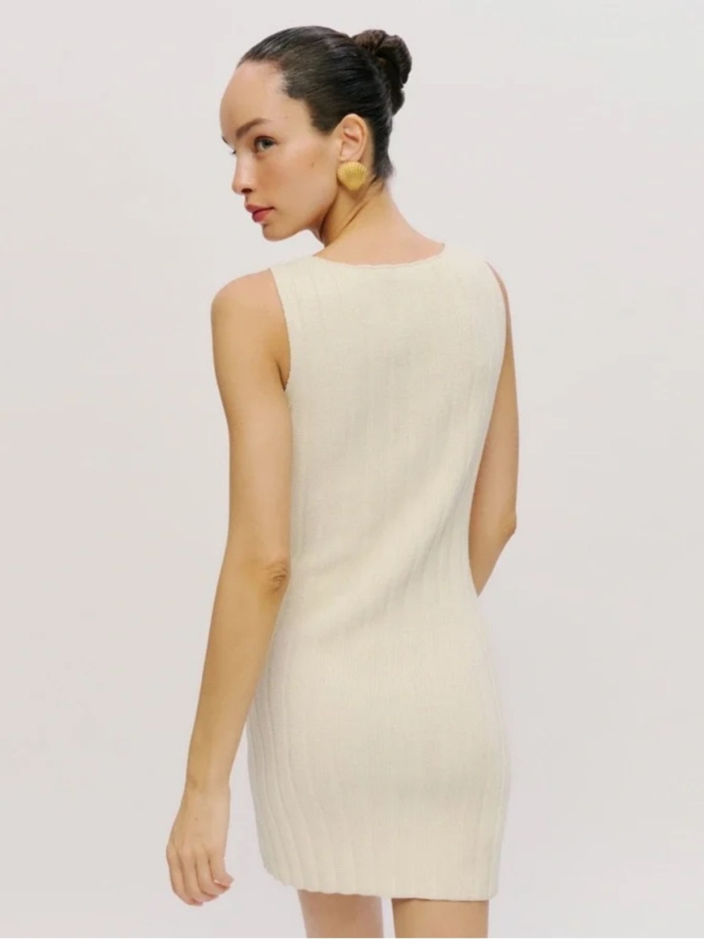 Reformation Cream Ribbed Sweater Dress - Picture 3 of 8